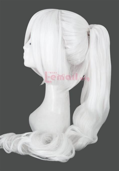 white wig with ponytail